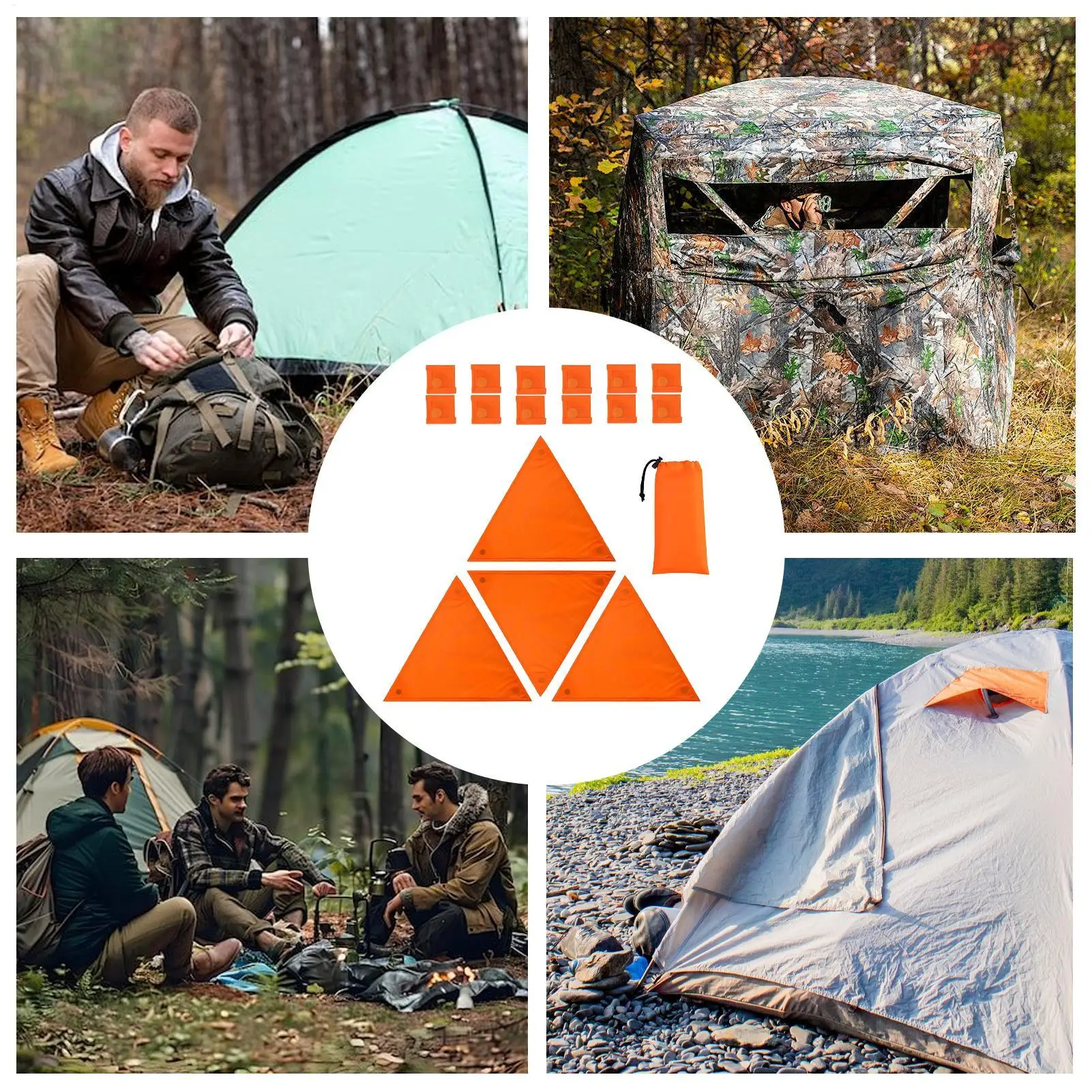 Marqueurs Orange aveugles de chasse, accessoires de chasse magnétiques, 4 pièces, panneaux de sécurité pour sac à dos de tente, course en plein air