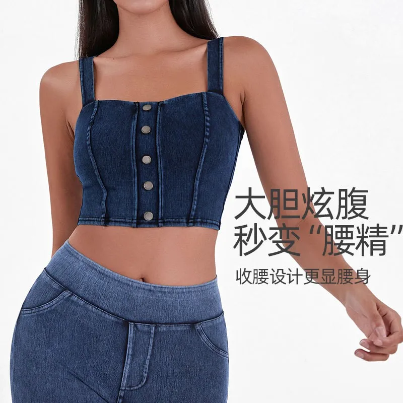 Women Summer Tank Top Solid Crop Vest Moisture Wicking Built-in Bra Sleeveless Top Wide Strap Athletic Tank Stretchy Fitted