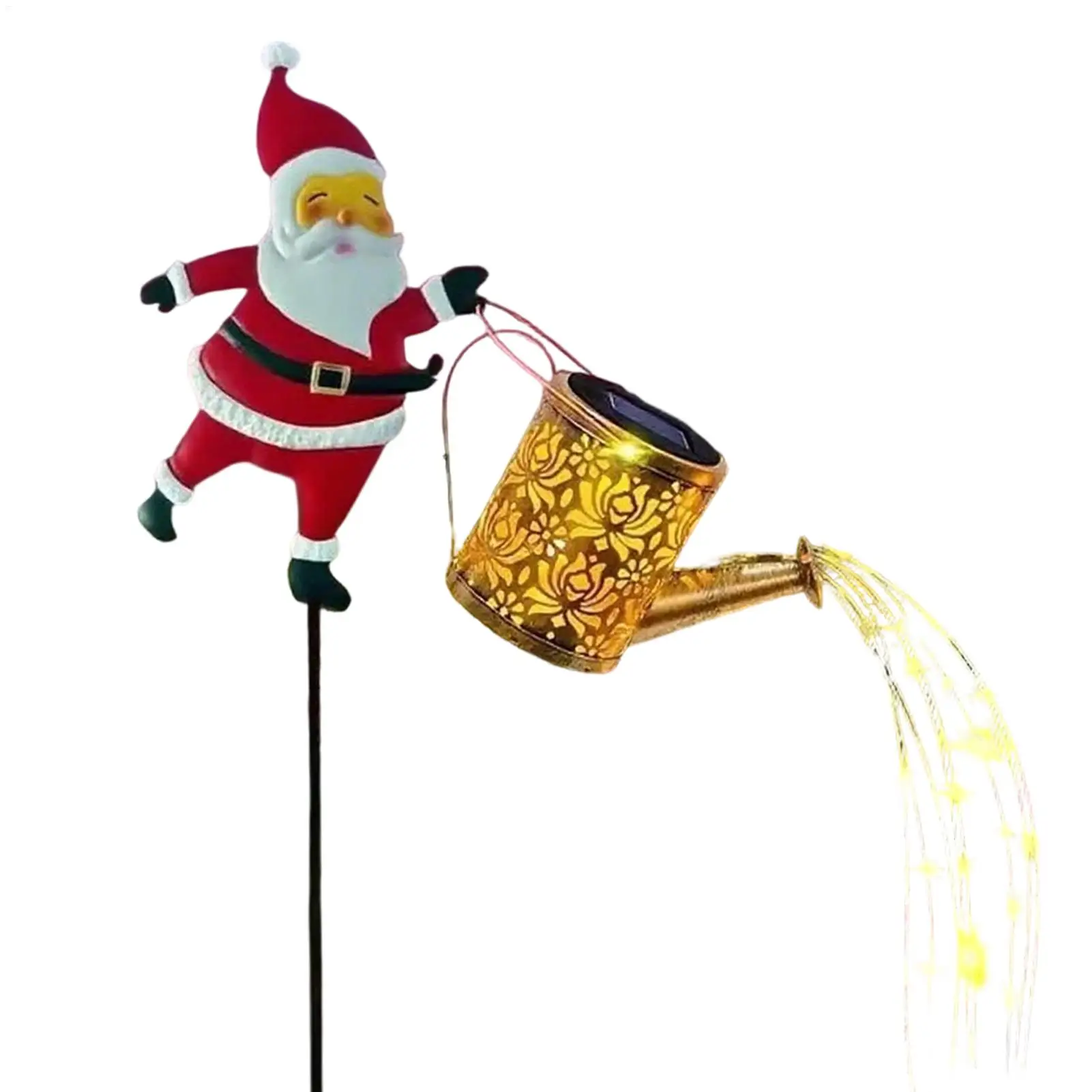 Solar Watering Can Lights Outdoor Solar Vintage Waterproof Home Decor Christmas Santa Claus Garden Lantern for Holiday Party