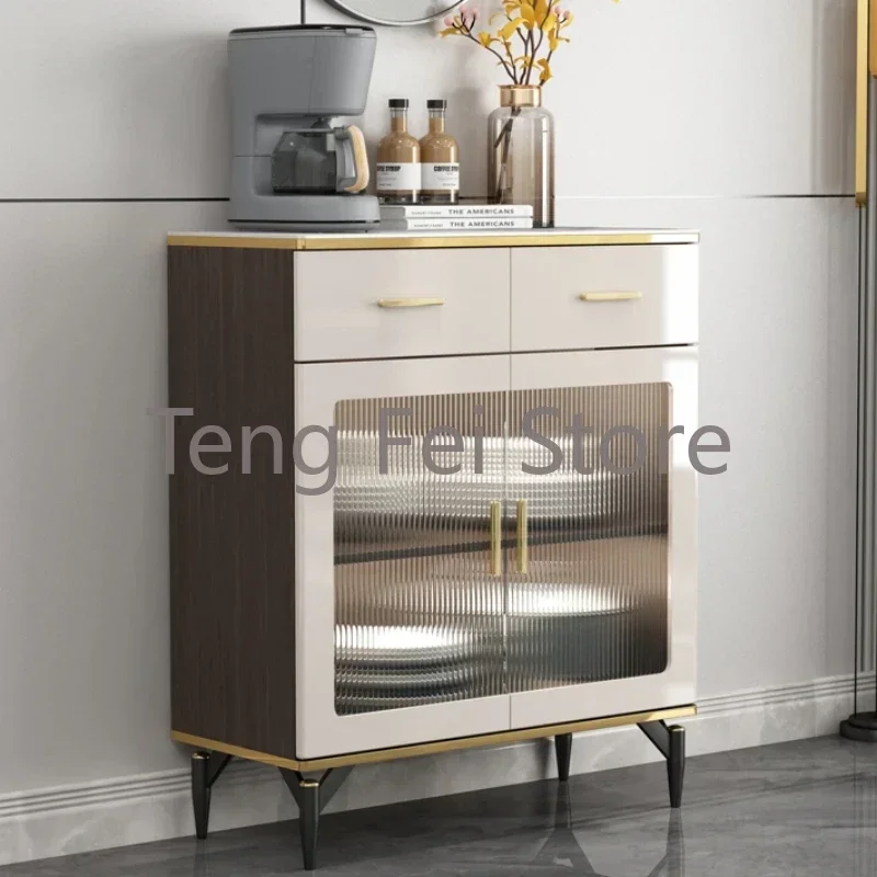 Closet Locker Sideboard Drawers Living Room Nordic Luxury Glass Display Sideboard Kitchen Storage Credenza Home Furniture SR50CG