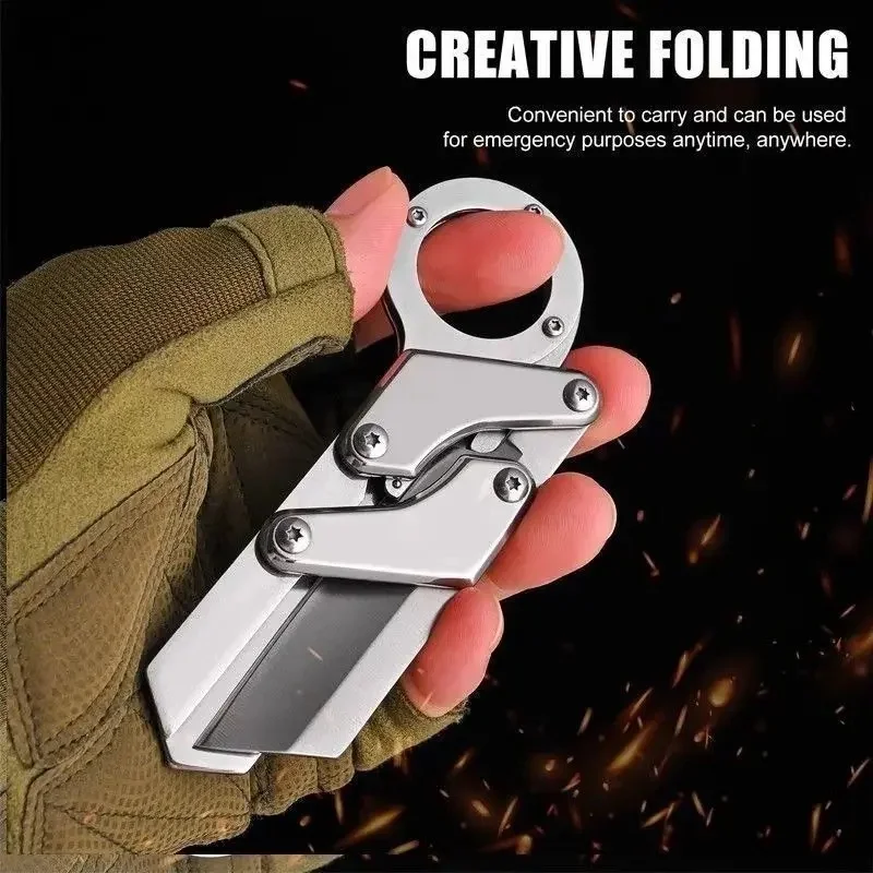 1pc, Multifunctional Folding Knife, Stainless Steel Pocket Knife, Creative Deformation Knife, Outdoor Survival Knife