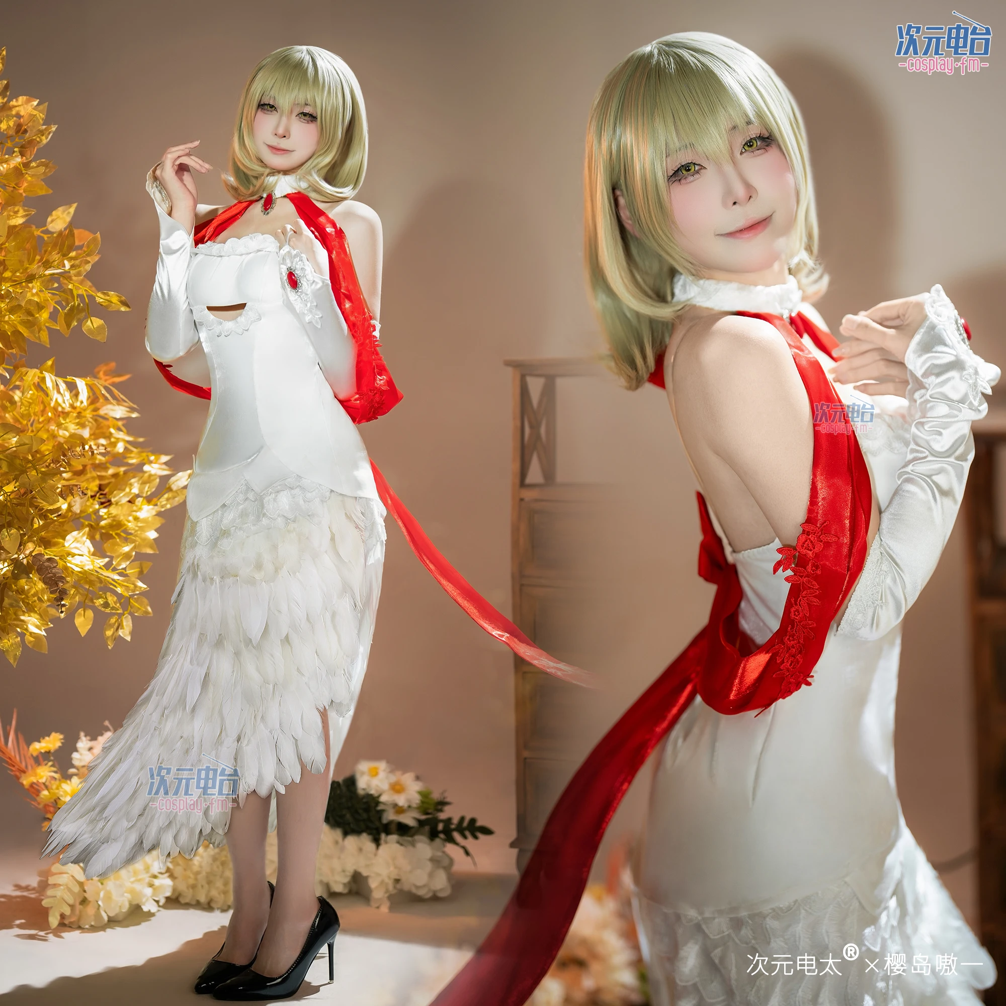 

Falin Touden Falingon Cosplay Costume Anime Delicious in Dungeon Women Elegant Dress Halloween Party New Necklace Props Uniform