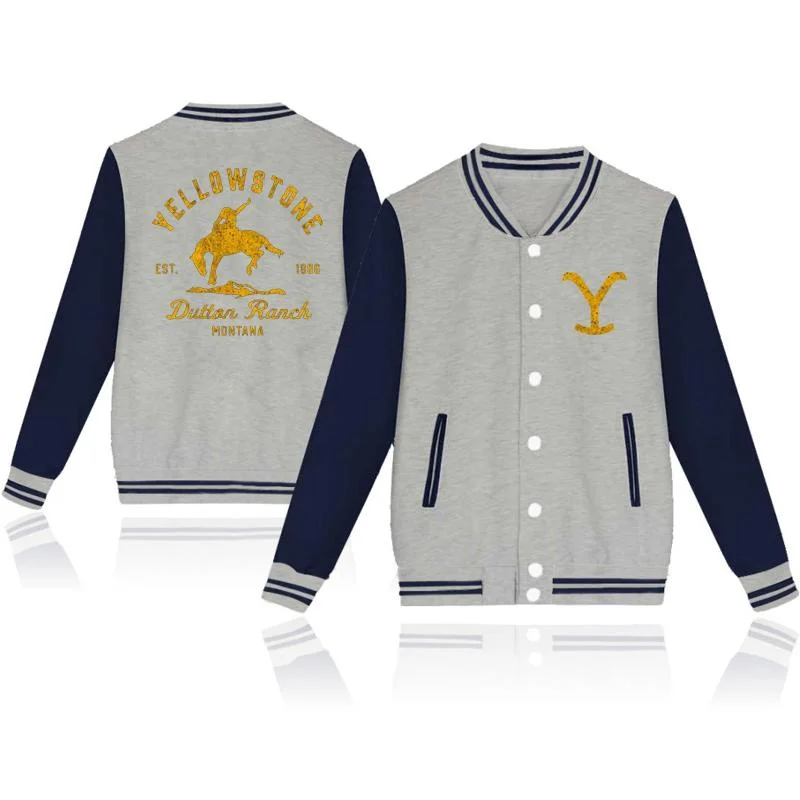 Classic Fashion Yellowstone Dutton Ranch Printed Jackets for Men and Women Buttoned Baseball Jersey Sweatshirt Jacket Tops