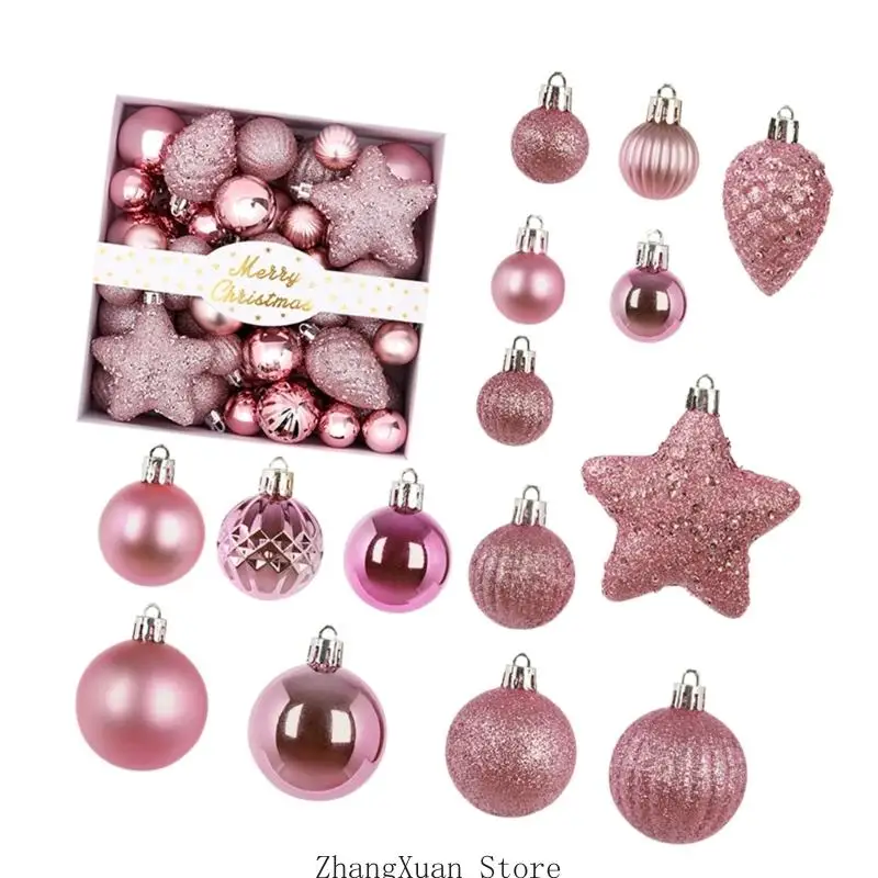 Weihnachtskugel-Set mit 50 Kunststoffkugeln für Raum- und Baumgestaltung 3XUF – Detail 10