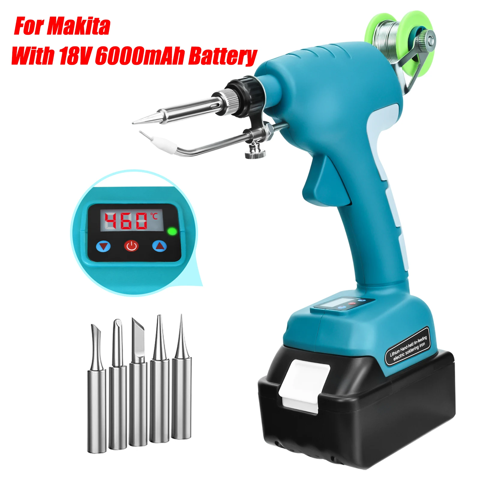 

75W Electric Solder Gun Cordless Soldering Iron Kit with 18V 6000mAh Battery Fast Welding Tools for Makita Li-ion Battery