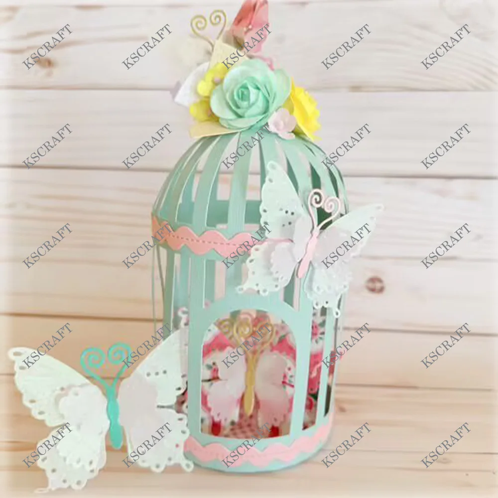 KSCRAFT 3D Bird Cage Box Cutting Dies Stencils for DIY Scrapbooking Decorative Embossing DIY Paper Cards