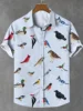 118407-b8e4a0.jpg Stylish Bird Print Men's Short-Sleeve Shirt