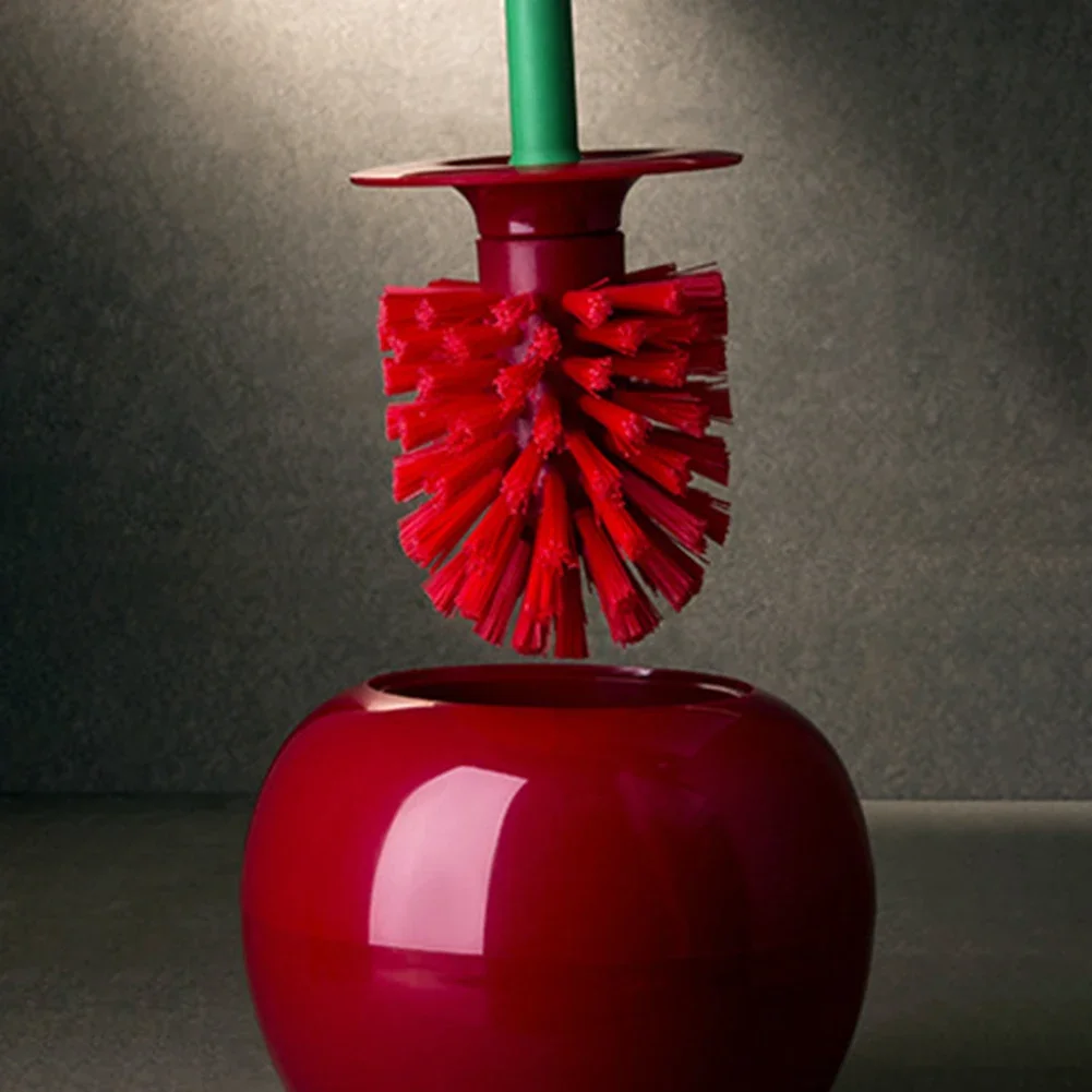 Cherry Shaped Toilet Brush Long Handle Creative Bathroom Cleaning Brush with Holder Stains Removal Bathroom Accessories