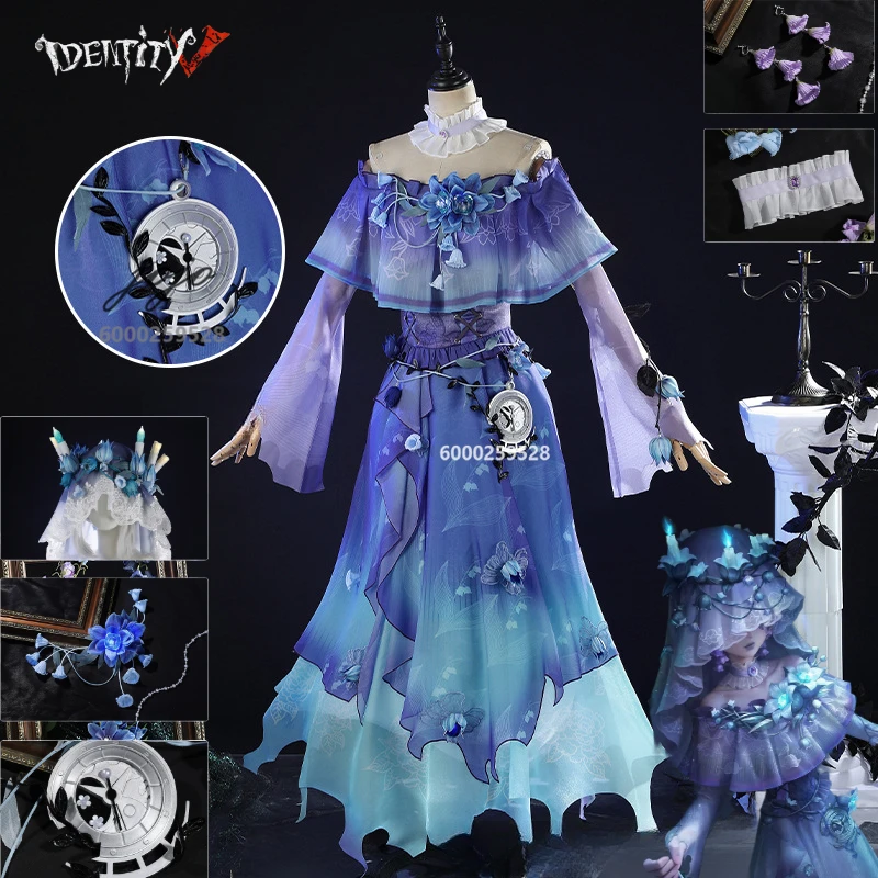 

Game IdentityV Entomologist Melly Plinius Cosplay Costume High Quality Blue Dress Ghost Candle Halloween Role Play Comic Con Set