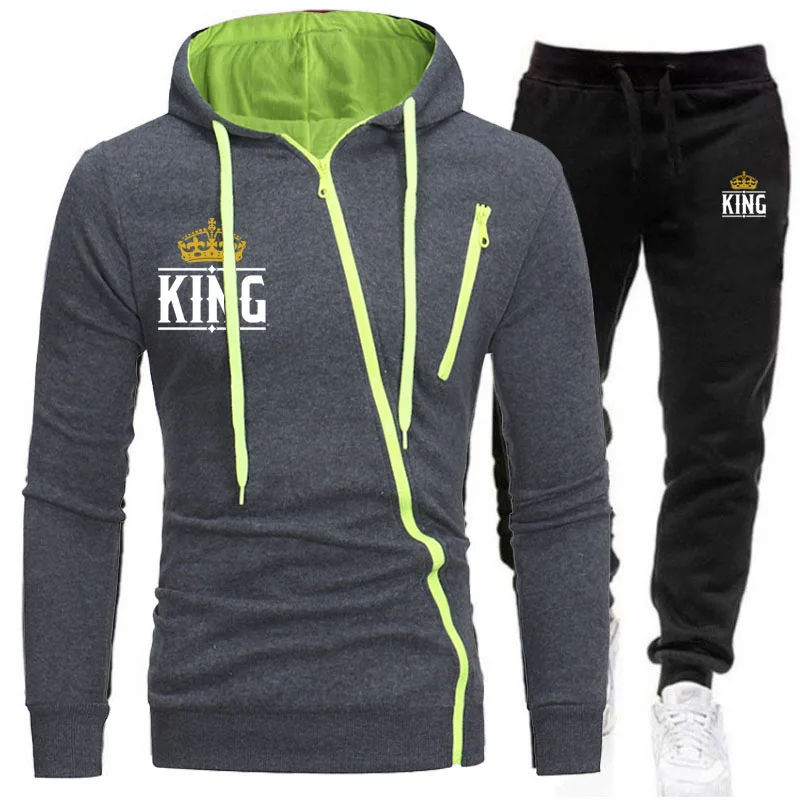 

Men Tracksuits Set Spring Autumn Long Sleeve Hoodie Zipper Jogging Trouser Patchwork Fitness Run Suit Casual Clothing Sportswear