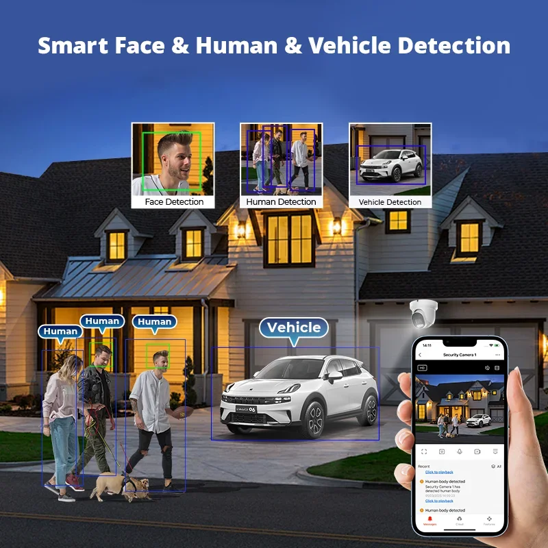 2026 Veezoom 5MP 8-Channel Full-Color H.265 PoE CCTV NVR Camera System with Motion Detection and Two-Way Audio Network PoE Camer
