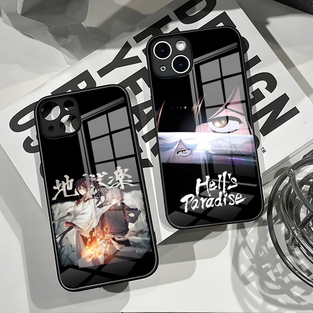 Hell’s Paradise Jigokuraku Phone Case For IPhone 14 Pro Max 15 Pro 12 11 13 Mini X XR XS 16 Plus SE Tempered Glass Back Cover