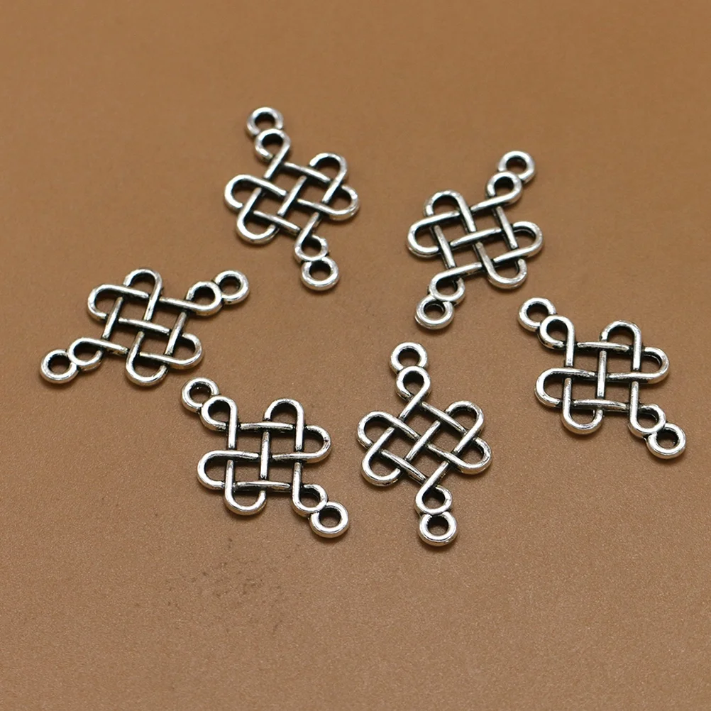 

20Pcs Alloy Hollow Chinese Knot Pendant Charms Silver DIY Jewelry Making Accessories for Necklace Bracelet Keychain