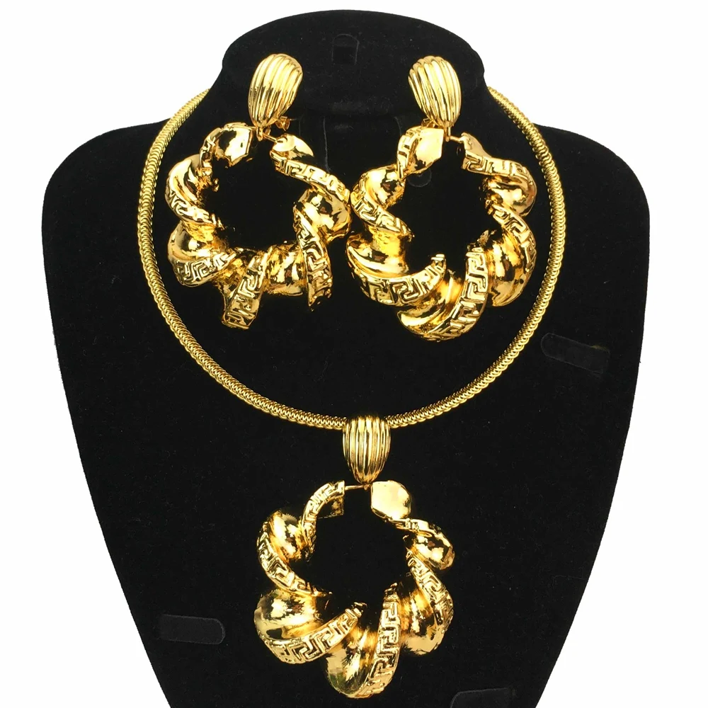 2024 Big Huge Pendant Sets Bold Earrings  Brazilian Jewelry  for Women Bride Party  FHK17216
