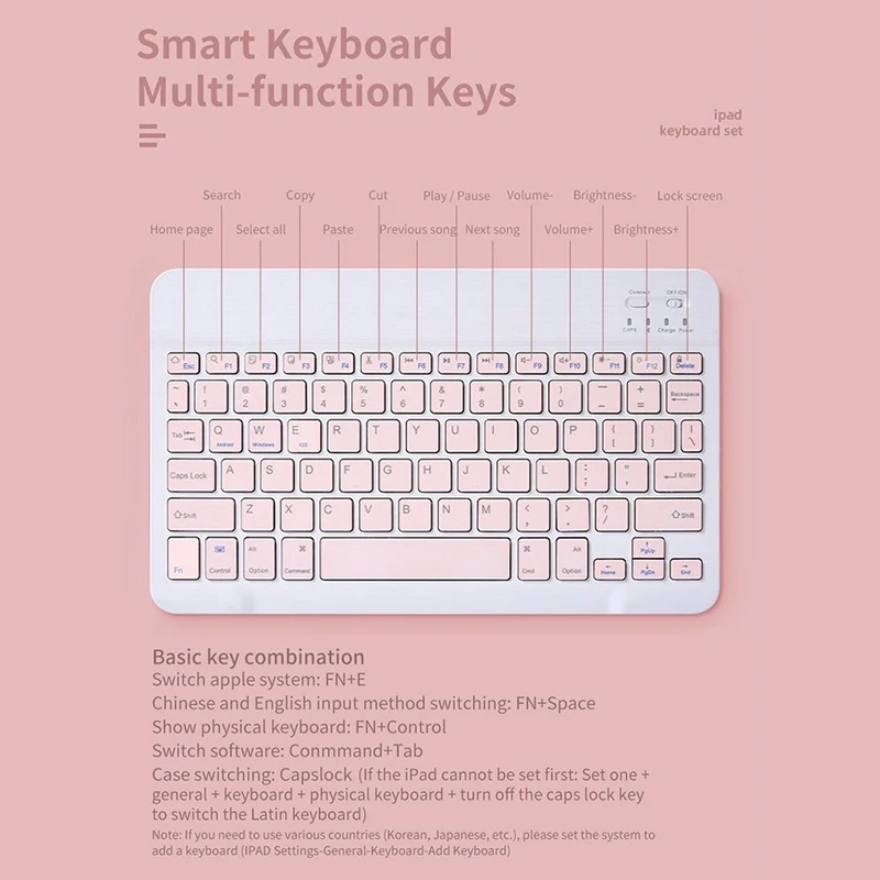 Universal Wireless Bluetooth Keyboard With Leather Case Stand Cover For IPad10 Inch Tablet For IOS Android Windows