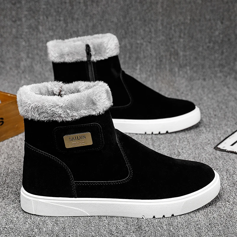 

Autumn and Winter New Korean Style Snow Boots for Men, Winter Warm Fleece-Lined Men's Shoes, Trendy High-Top Short Boots, Men's