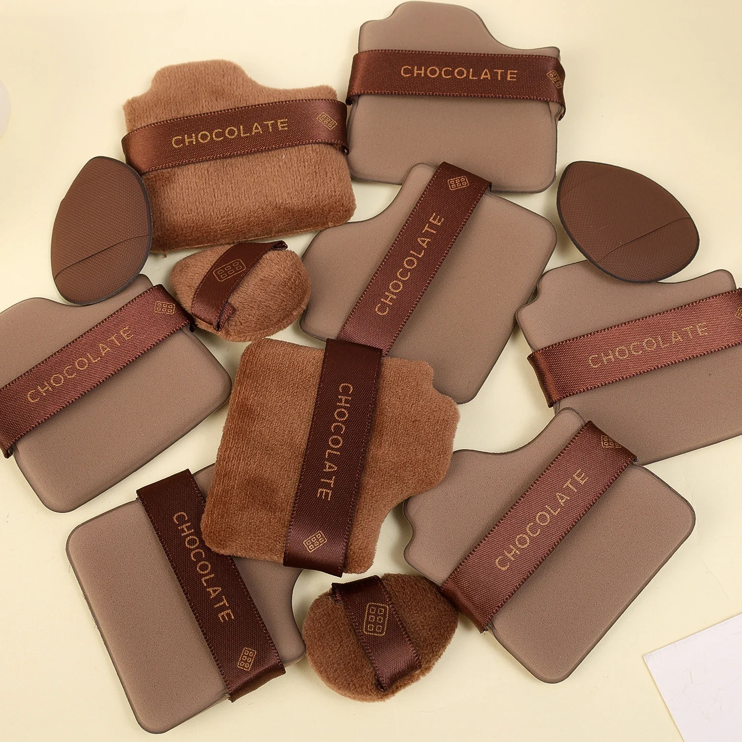 6pcs Dual-ใช้เครื่องสําอางค์พัฟชุดช็อกโกแลตคุกกี้แป้งพัฟแห้งและเปียก Foundation Air Cushion แต่งหน้าฟองน้ําเครื่องมือความงาม