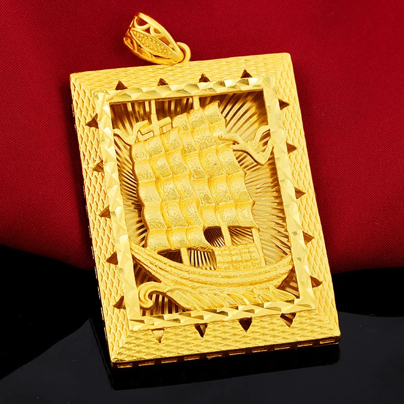 Smooth Sailing Smooth Sailing Square Pendant For Men & Women 24K Gold AU999 | Bright future, smooth all the way
