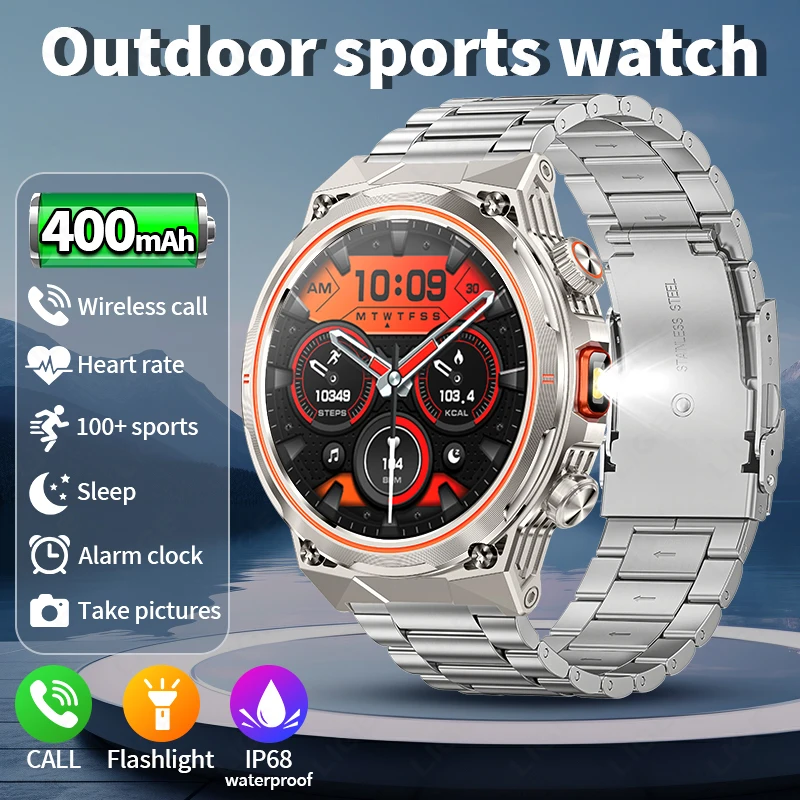 

2026 New Military Outdoor Sports Smart Watch Men Motion Track Waterproof Heart Rate HD Bluetooth Call Smart Watch 1.46 inch Men