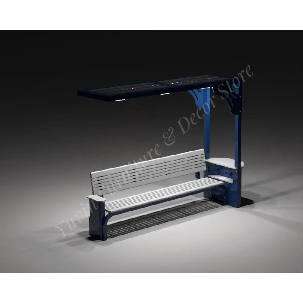 Smart Solar Powered Bench Complete Set with Management Software for Outdoor Park - Factory Direct Custom