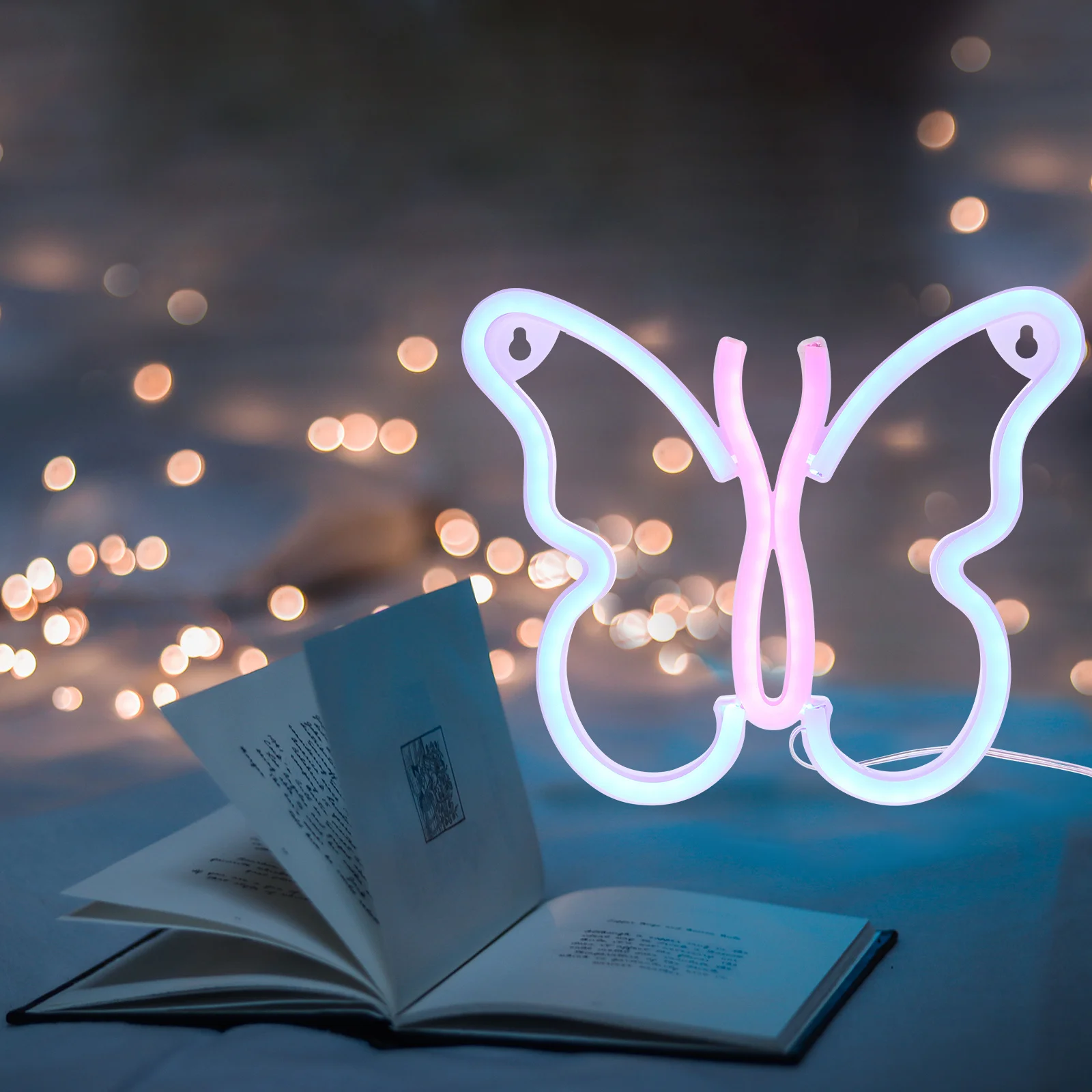 أضواء النيون علامات الإبداعية شكل فراشة مذهلة تأثير بصري LED مصباح لغرفة ديكور الحفلات والمناسبات الخاصة ضوء الليل #1
