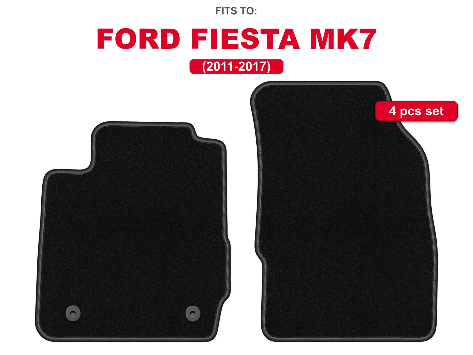 Vloermatten voorzijde velours zwart voor: Ford Fiesta MK7 2011-2017 hatchback set auto vloermatten voorzijde voor voertuigvloer