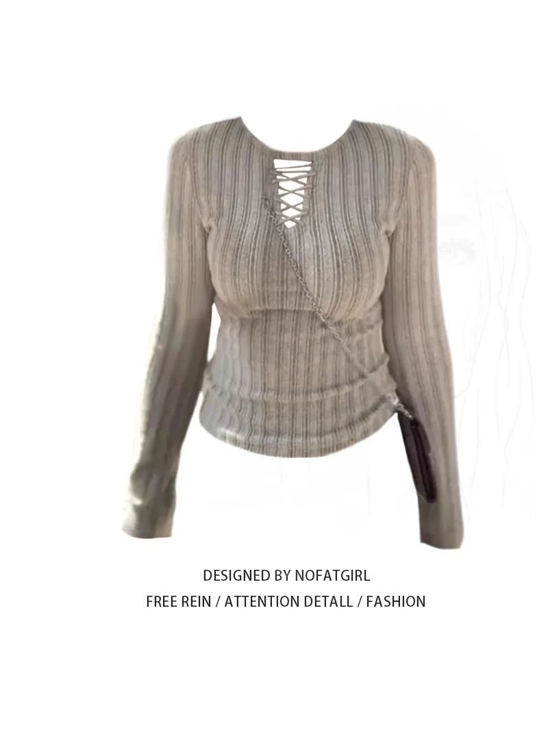 

plus Size Women's Knitwear Long Sve round Ne Hollow out Slimming Base Layer irt Korean Sle Commute Faion Winter Se...