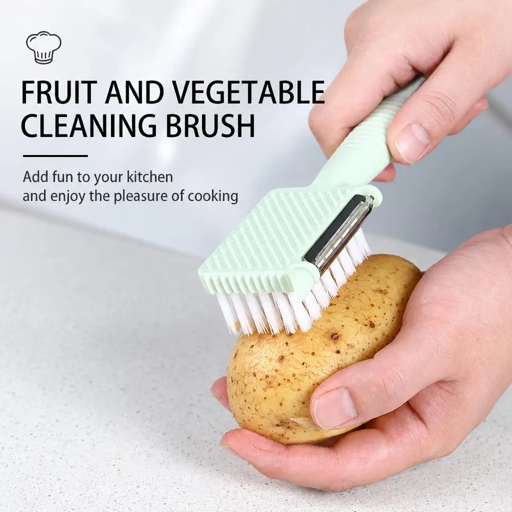 Vegetable Cleaning Brush Scrubber For Food Multi-Functional Potato Scrub Brush with Built-in Peeler Fruit Carrot Peeler Tool