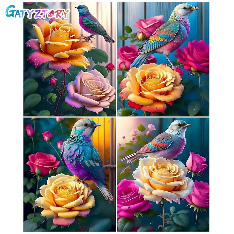 

GATYZTORY Coloring By Number Bird Animals Kits Home Decoration Pictures Painting By Number Flower HandPainted Art Gift 60x75cm