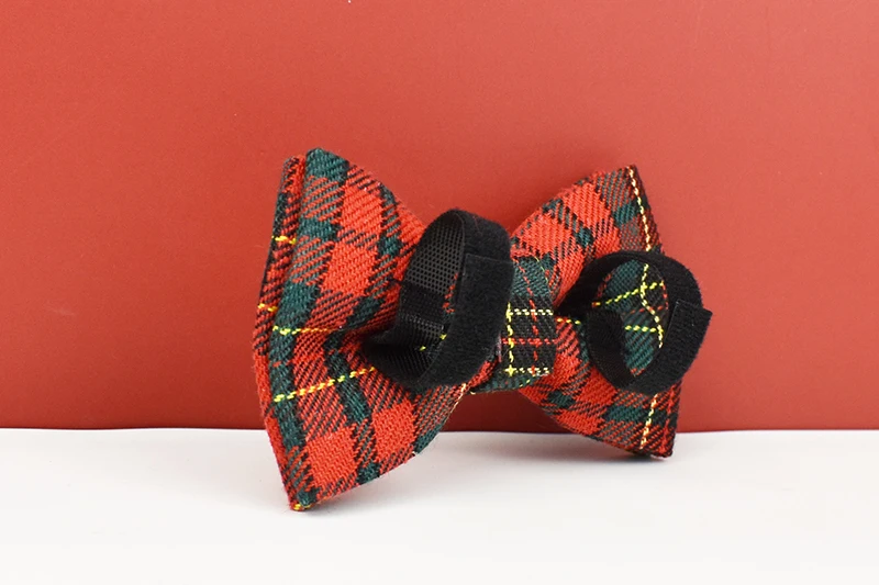 Maßgefertigtes Designer-Logo Weihnachts-Hundehalsband Rotes Karo Weiche Baumwolle mit Passender Leine Luxus-Haustiergeschirr-Set für Hunde – Detail 7
