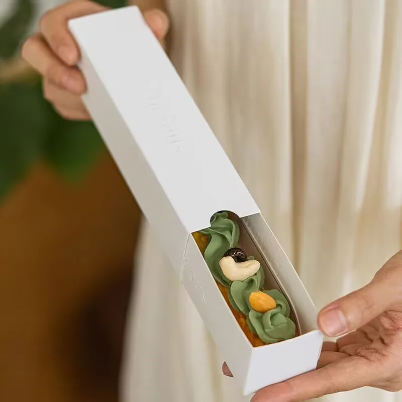 

50pcs Puff Pastry Dessert Cake Baking Food White Paper Packing Box for Wedding Birthday Party Gift and Favor Bakery