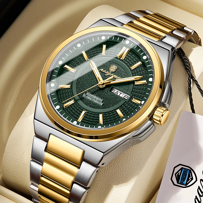 2026 New Military Luxury Man Watch Round Waterproof Luminous Date Week Men Watch Stainless Steel Quartz Men's Watches Reloj+box view 2