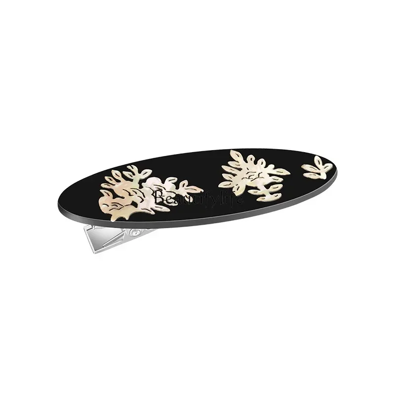 

Natural white fritillary resin flower hairpin women's exquisite light luxury black bangs hairpin