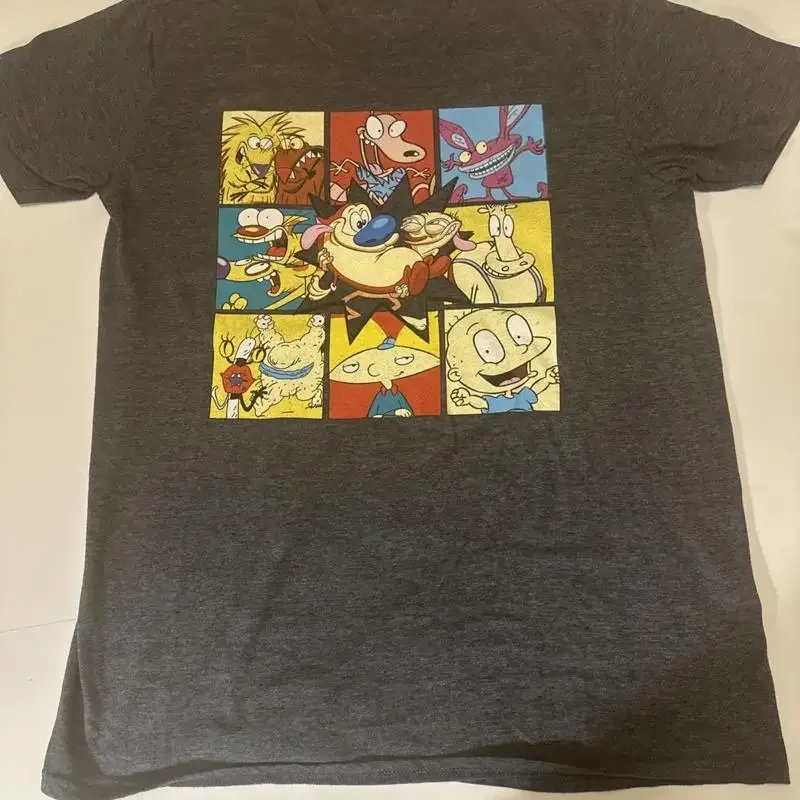 Ren And Stimpy 1990er Jahre T-Shirt Heather Grey Größe Large