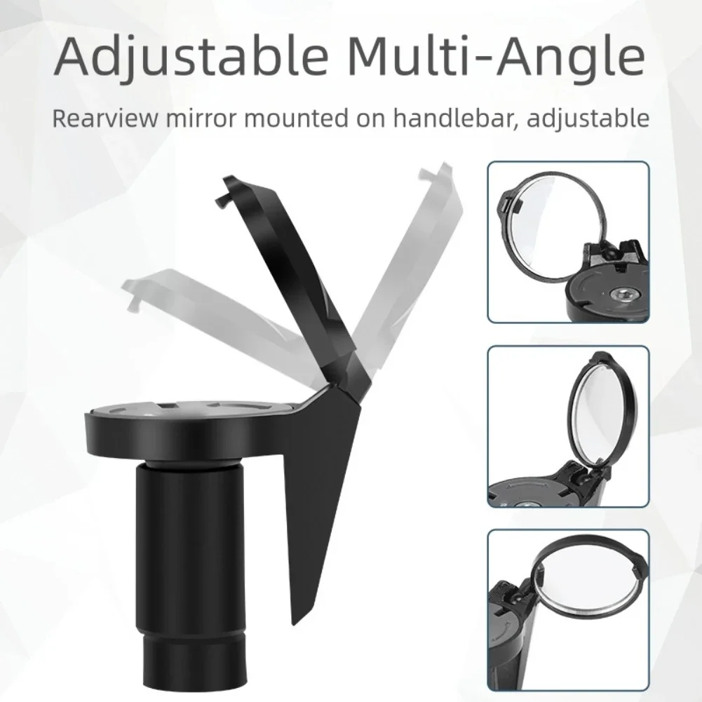 Bicycle Handlebar End Rearview Mirror - 360° Convex Reflector Design For Road & Mountain Bikes Bar -Plug Style Mirror