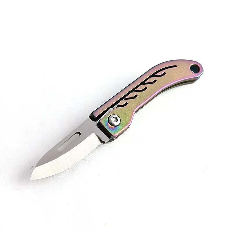 Titanium Alloy Mini Folding Knife Made of High Hardness Steel for Quick Opening, Portability, and Strong Practicality