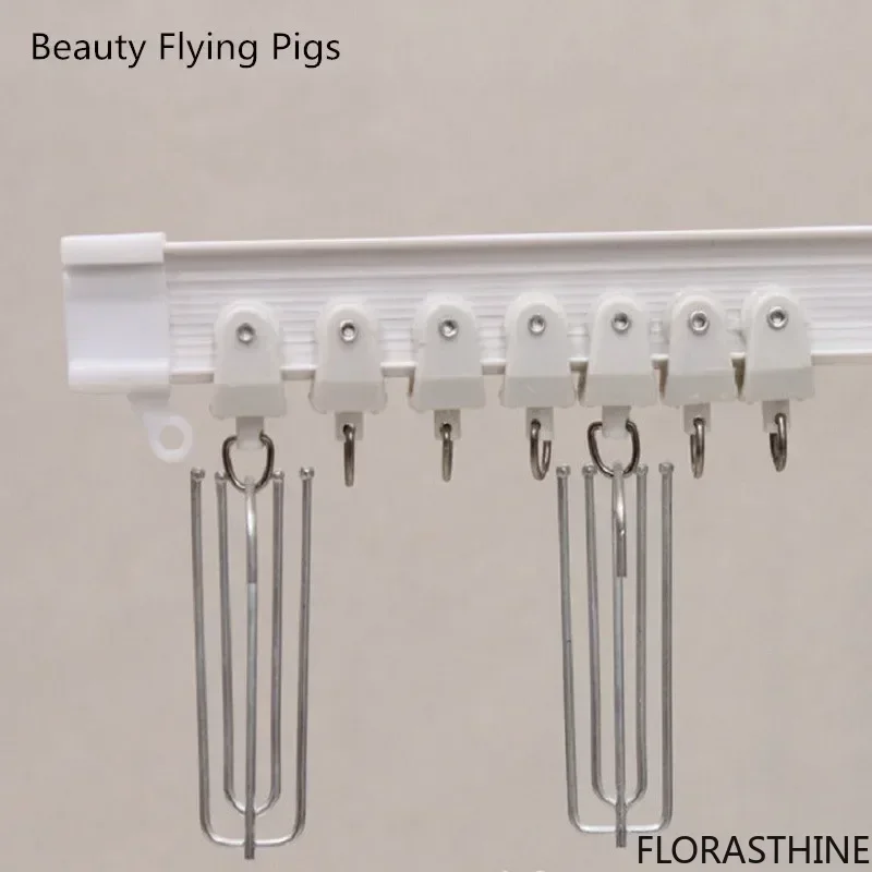 1miter Rails Curved/straight Track Plastic Nanometer Silence Flat Curved Curtain Track Hook Single Double Pole Accessories