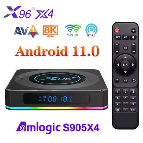 X96 X4 Smart TV Box Amlogic S905X4 Android 11 OS 2.4/5G Dual Wifi 4GB 64GB 1000M Support AV1 BT HD 4K 8K RGB Light Media Player