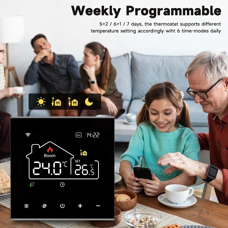 2024 New Tuya WiFi Smart Thermostat Electric Heating Water Gas Boiler Temperature Controller Work With Alexa, Google Home, Alice
