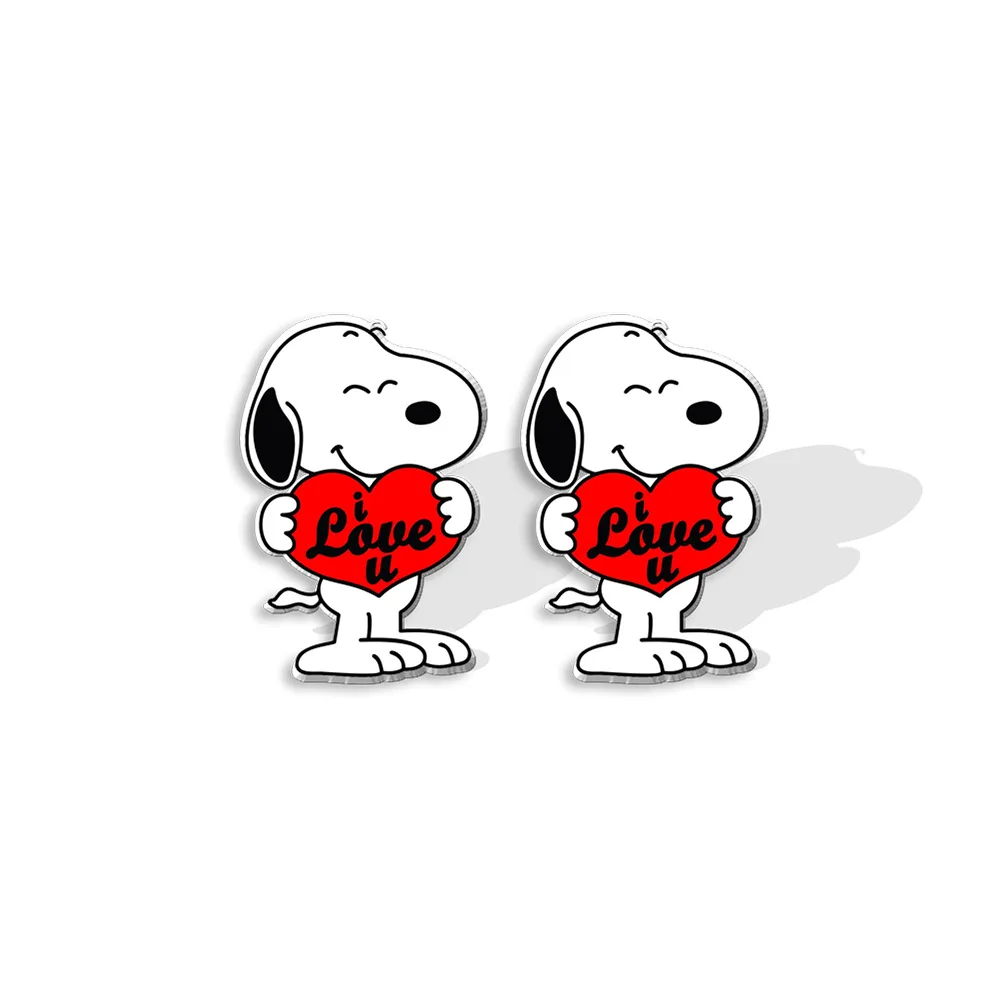 Kawaii Cute Snoopy Charlie Brown Stud Earrings Ear Pendants Earrings Resin Cartoon Fashion Versatile Trend Birthday Girls Gift