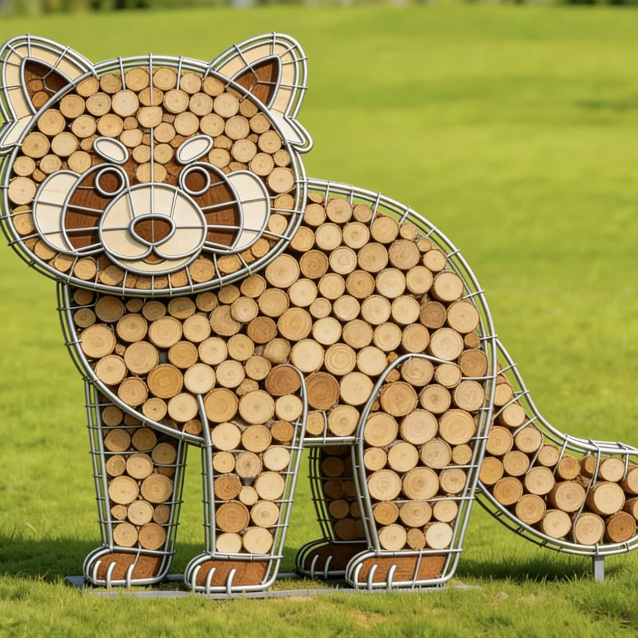 Large Garden Decoration Metal and Wood Log Animal Sculpture Statue 3D Custom Design High Standard Quality for Commercial Shows
