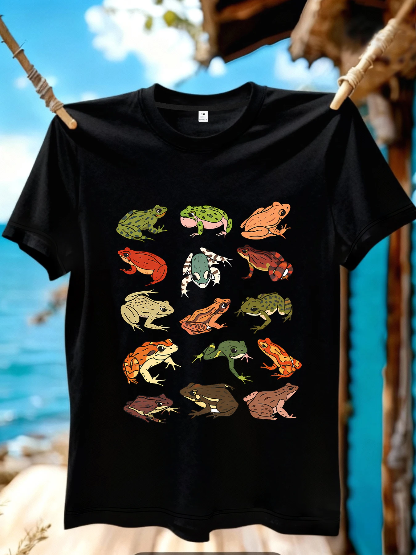 

【JYDX1195】Frog printing plus size women's round neck T-shirt summer casual street fashion women's Joker short sleeve T-shirt