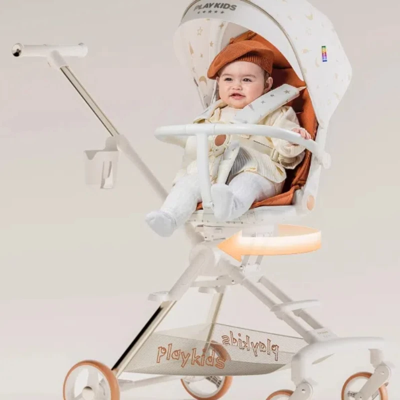 A8 Folding Baby Stroller Can Sit Lying High Landscape Two-way Baby Strolling Cart with Sounds Lightweight Anti-Rollover