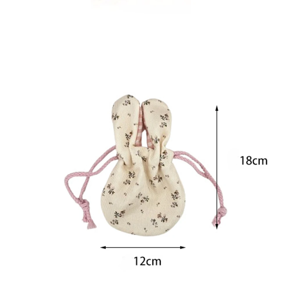 Blumentasche aus Polyester mit Hasenohren, Kordelzug, Schlüsselhalter, Organizer, tragbare Geldbörsen für Frauen, Münzaufbewahrung, Reisen