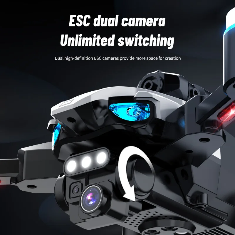 Drone aéreo sem escova com motor 4KHD, quadricóptero LED de fluxo colorido, brinquedo de avião dobrável com controle remoto para evitar obstáculos, XT160