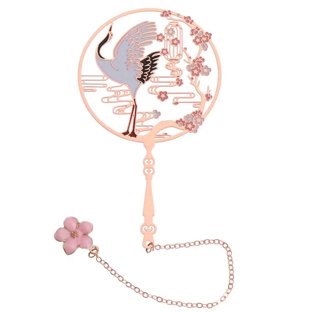 Retro School Office Supplies Tassel Metal Peacock Koi Pagination Mark Group Fan Shape Book Clip Brass Bookmark