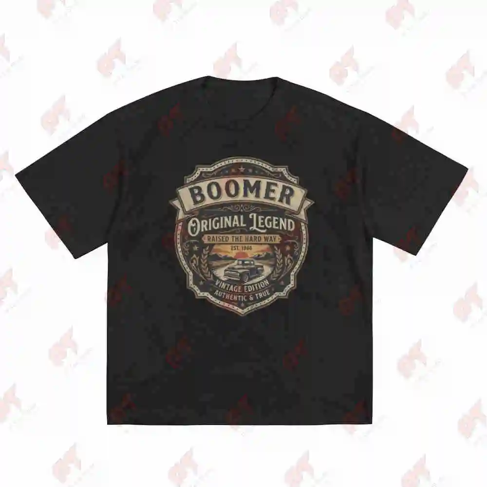 Boomer Original Legend Vintage 1946 Raised The Hard Way Short Sleeve Tee 100% Cotton T-Shirt