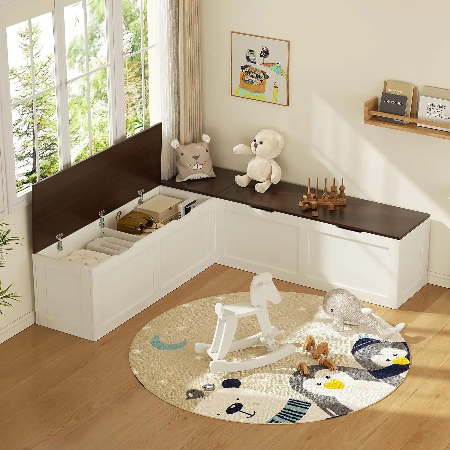 L Shaped Bench with Storage, 63