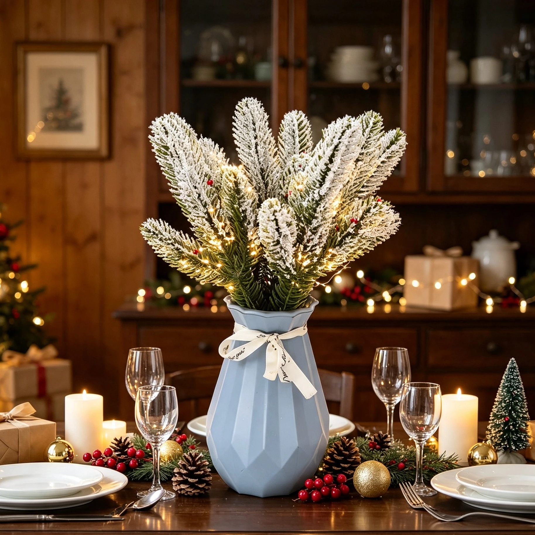 20Pcs Artificial Plants Pine Christmas Tree Home Room Outdoor Garden Yard Table Decor Accessory Wedding Party Diy Gift Candy Box