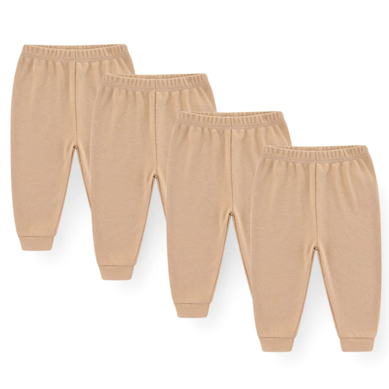 4Pcs/lots Infant Trousers Baby Boys Leggings Elastic Waist Solid Cotton Newborn Baby Girls Pants Spring Kids Clothing 0-24M